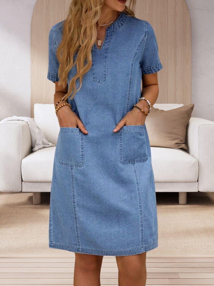 Alina - Summer V-Neck Denim Dress