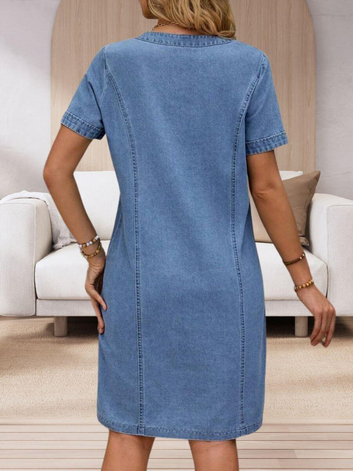 Alina - Summer V-Neck Denim Dress