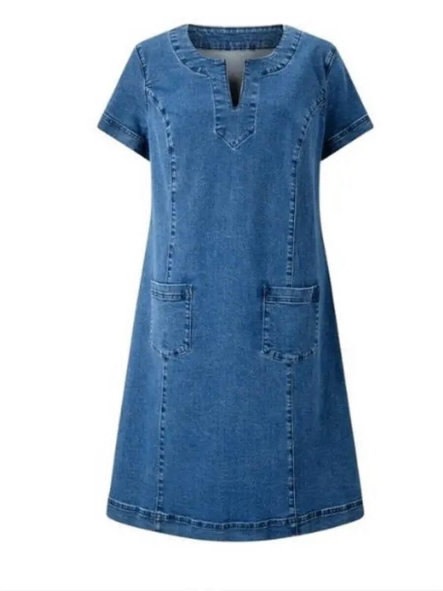 Alina - Summer V-Neck Denim Dress