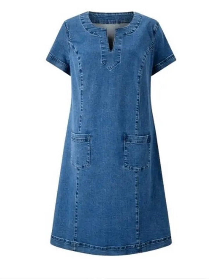 Alina - Summer V-Neck Denim Dress