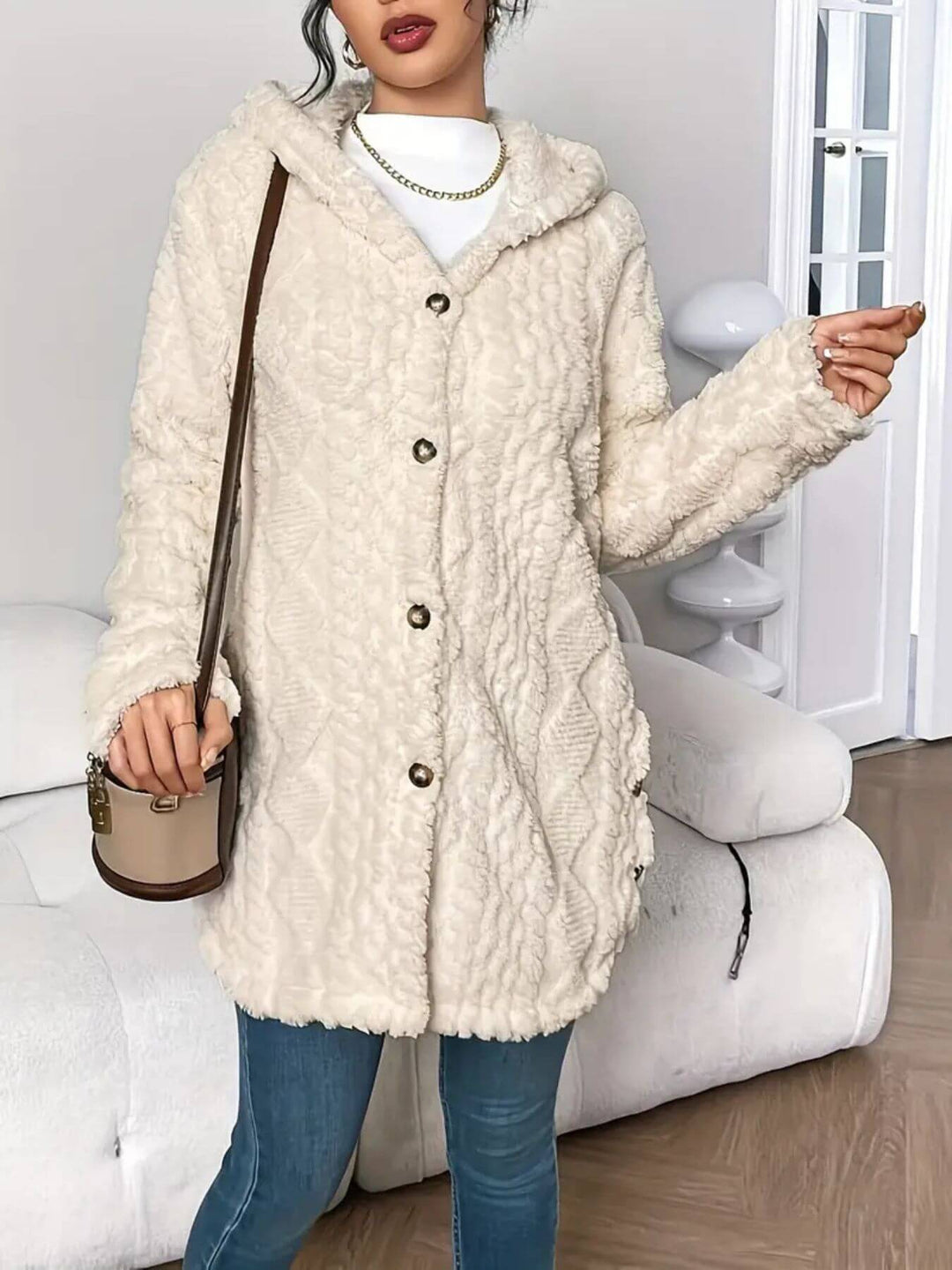 Amelia - Comfortable Plush Hooded Cardigan