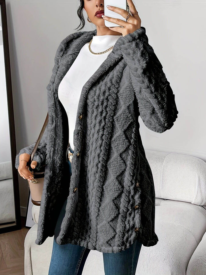 Amelia - Comfortable Plush Hooded Cardigan