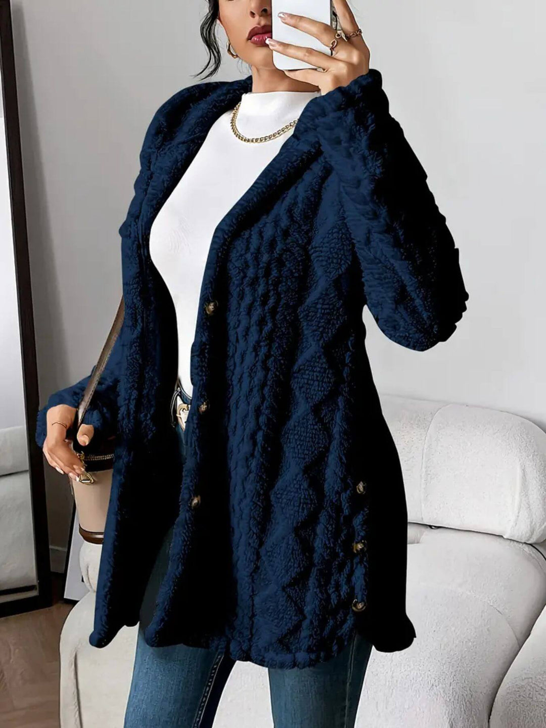 Amelia - Comfortable Plush Hooded Cardigan