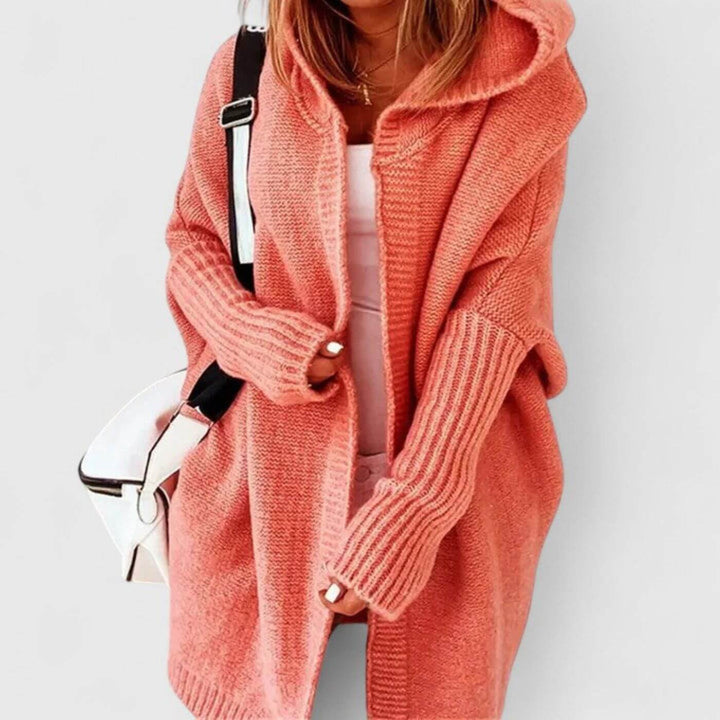 Athena - Comfortable Knit Hooded Cardigan