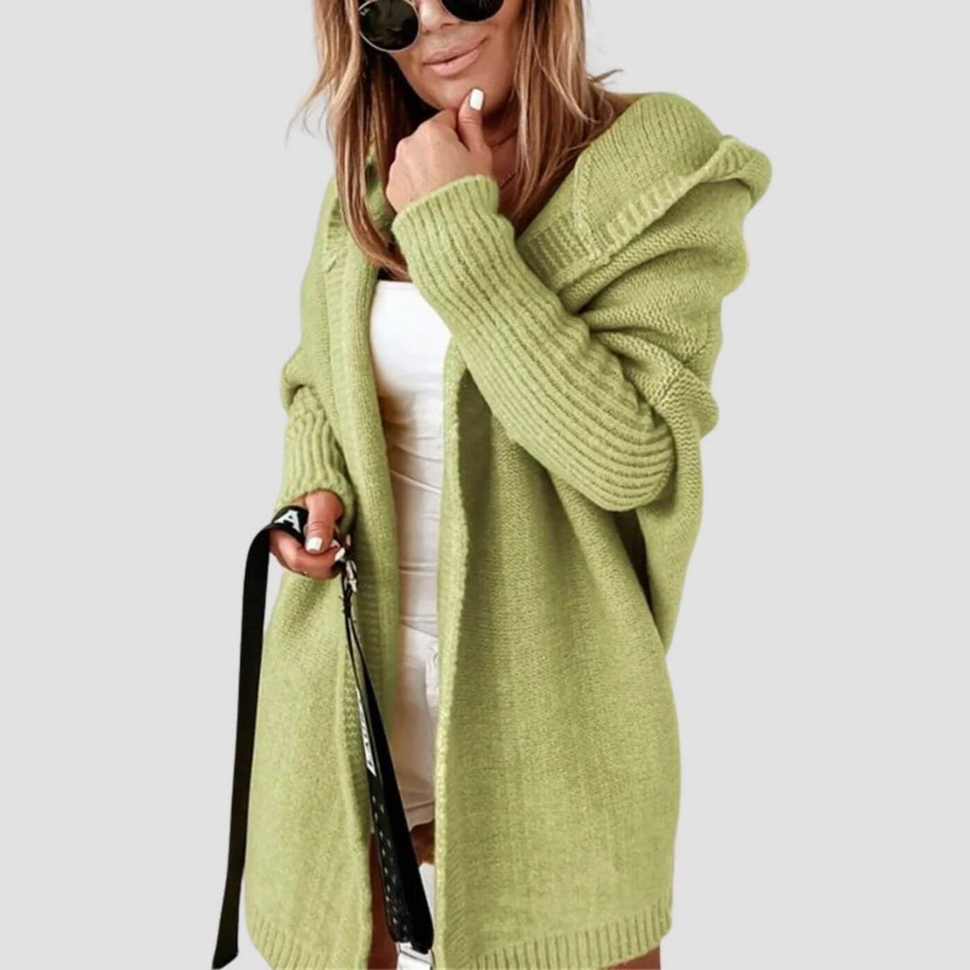 Athena - Comfortable Knit Hooded Cardigan