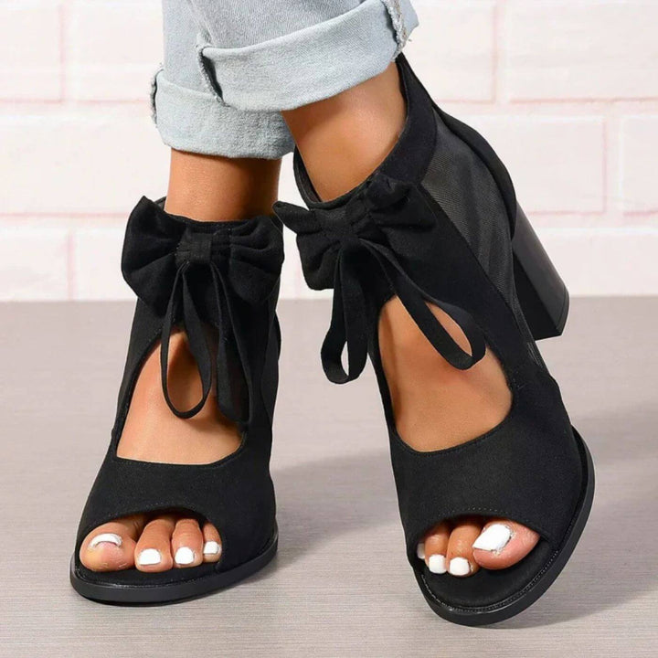 Blaire - Bow Charm Chunky Heels Orthopedic Sandals