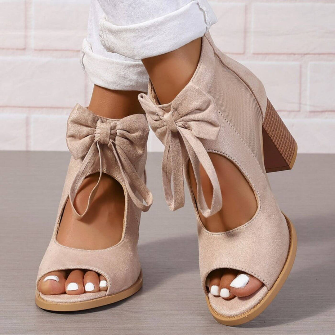 Blaire - Bow Charm Chunky Heels Orthopedic Sandals