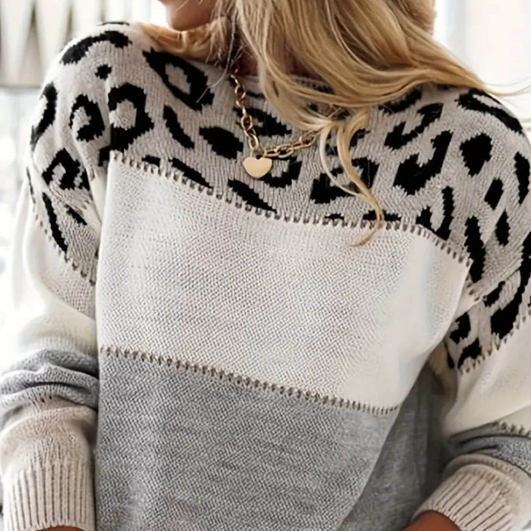Cecilia - Comfortable Leopard Print Knitted Sweater