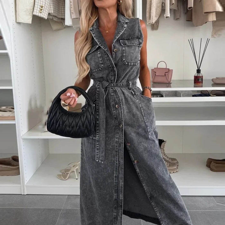 Chelsea – Stylish Denim Button Down Maxi Dress