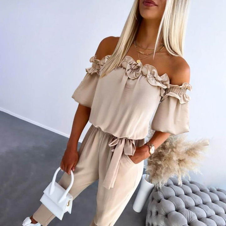 Claire - Stylish Off Shoulder Tie Waist Jumpsuit