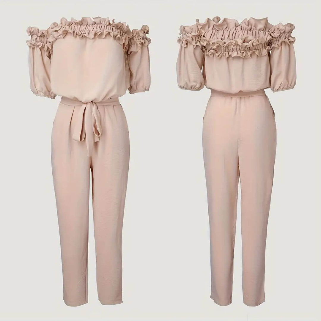Claire - Stylish Off Shoulder Tie Waist Jumpsuit