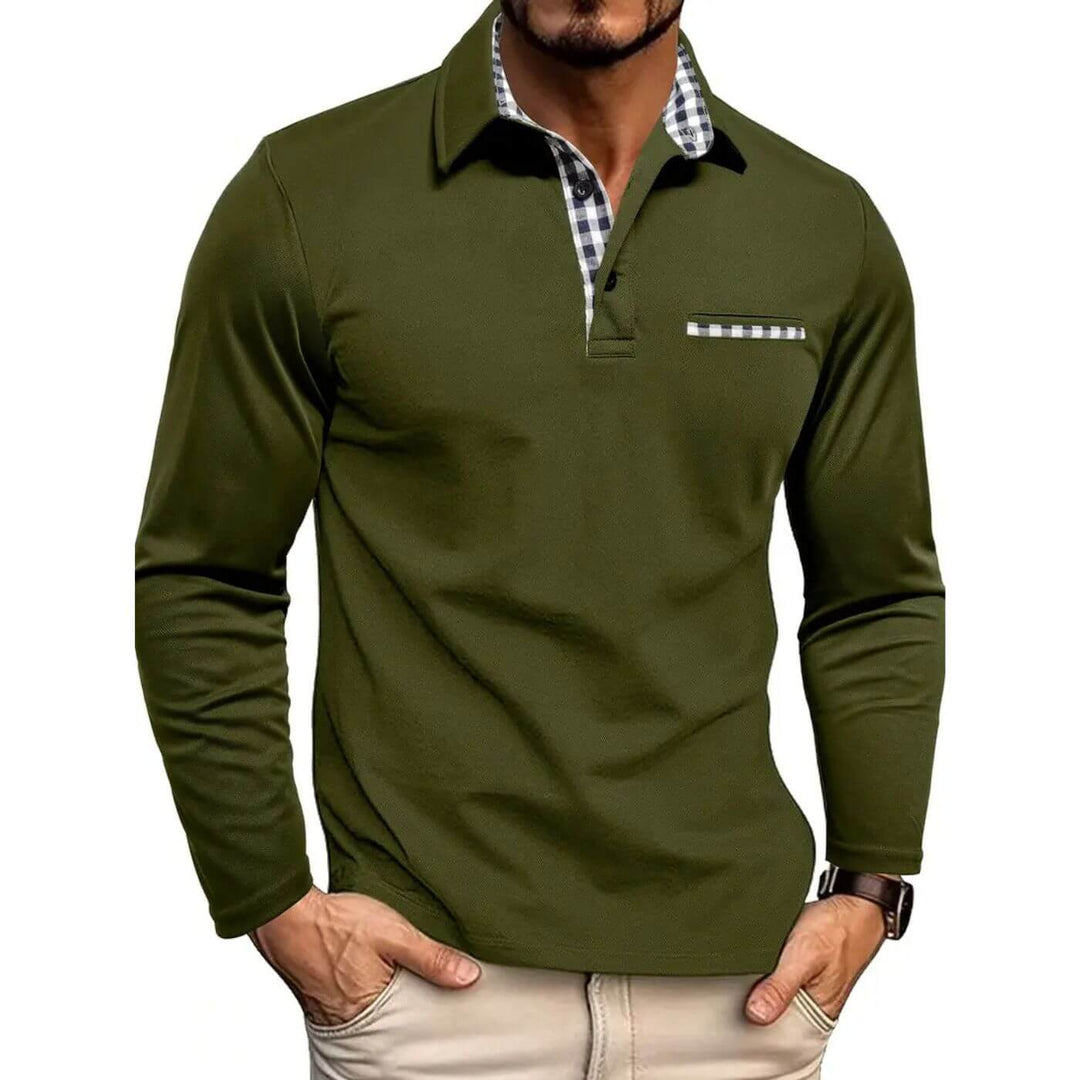 Damian - Comfortable Long-Sleeve Polo Shirt