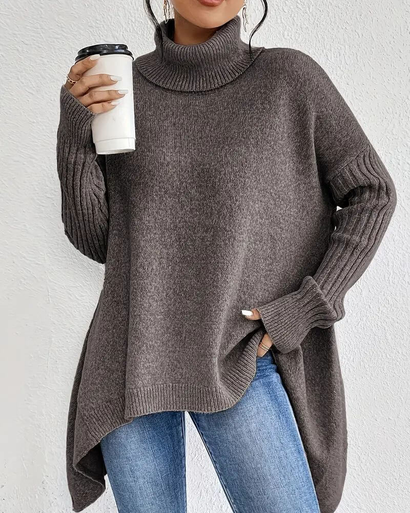 Elena - Elegant Asymmetrical Turtleneck Sweater