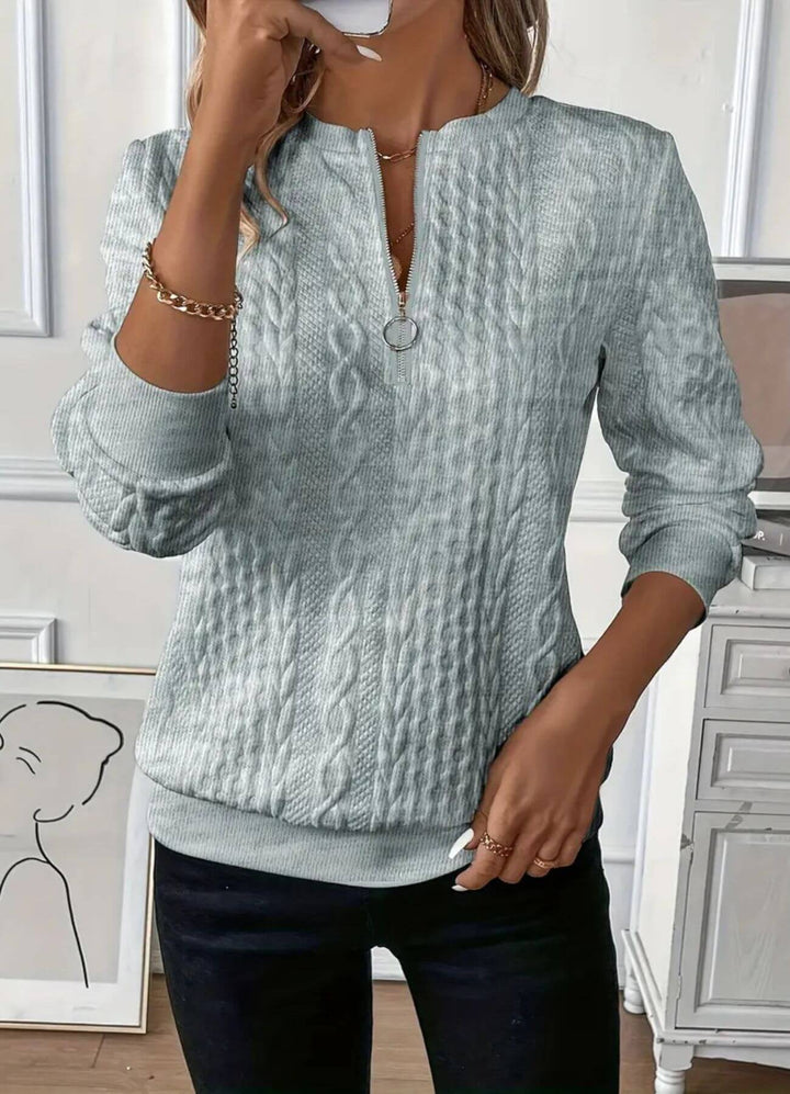Elizabeth - Comfortable Textured Half Zip Sweater