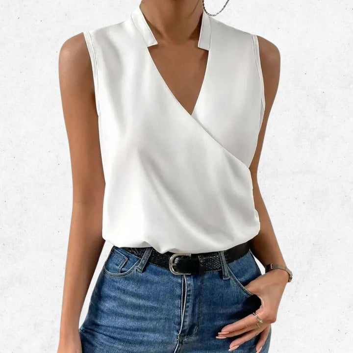 Georgia – Classic Sleeveless V-Neck Blouse (1+1 FREE)