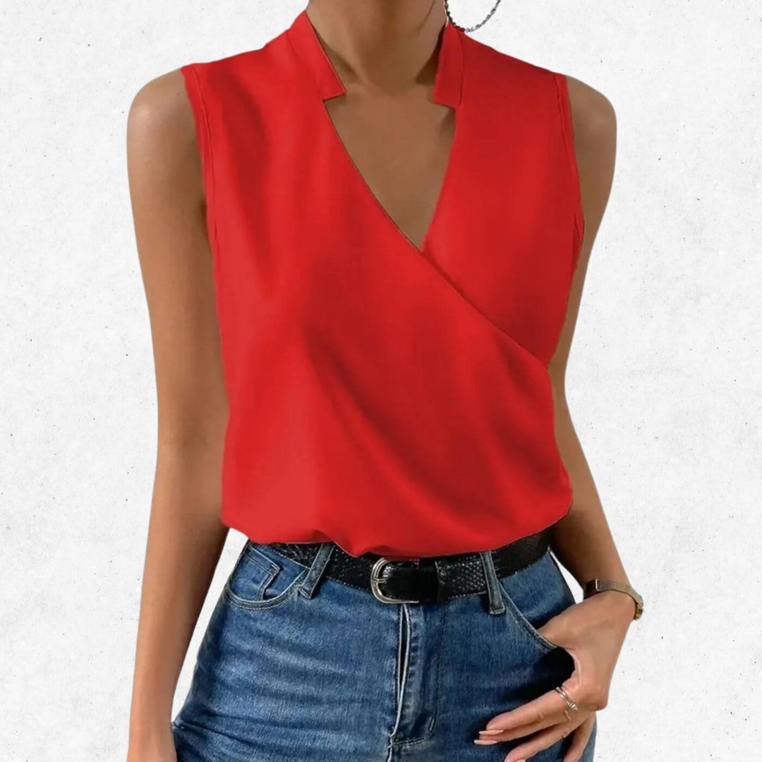 Georgia – Classic Sleeveless V-Neck Blouse (1+1 FREE)
