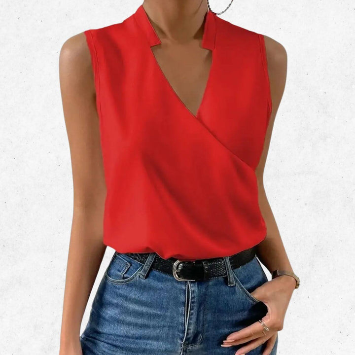 Georgia – Classic Sleeveless V-Neck Blouse (1+1 FREE)