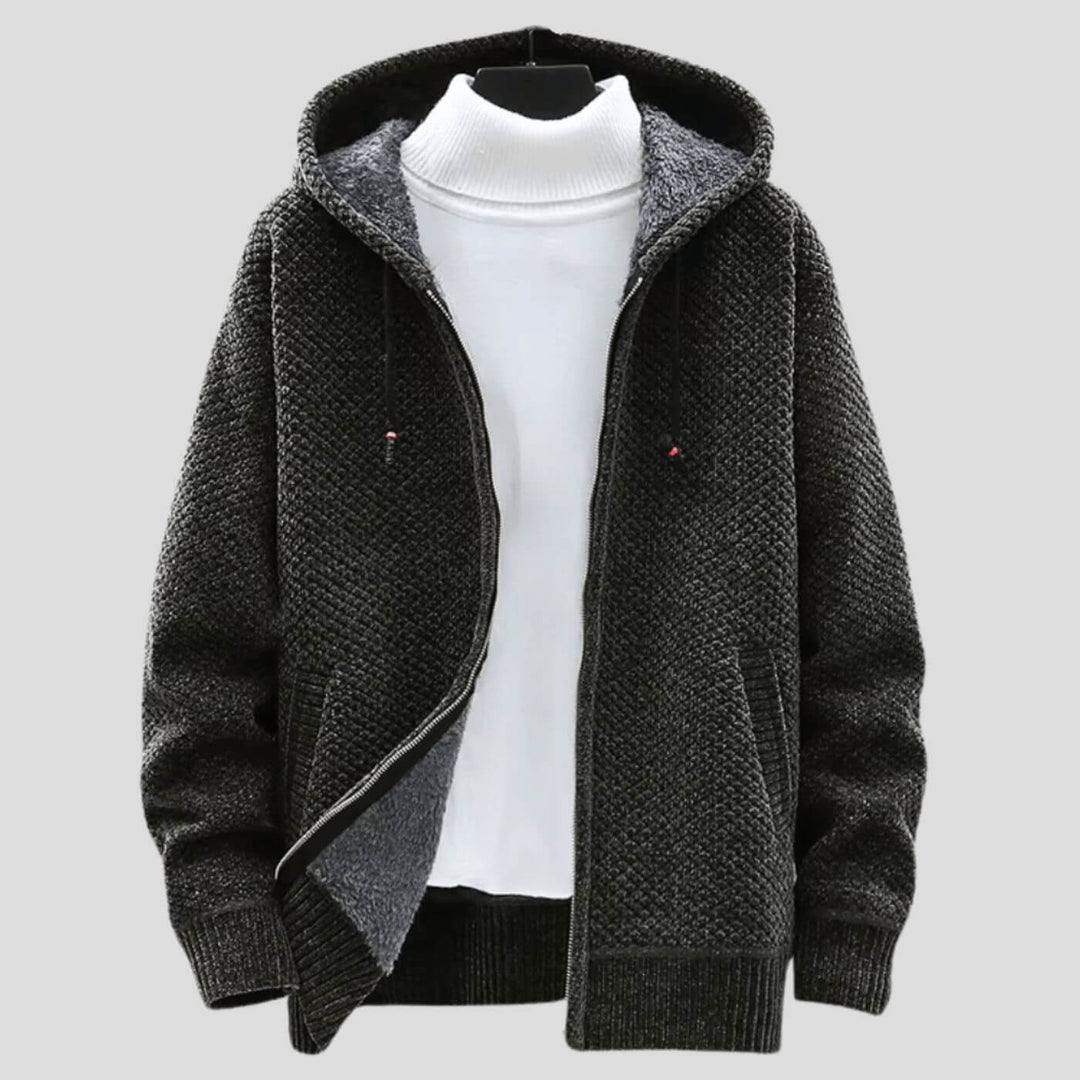 Jake - Winter Fleece Lined Knitted Hoodie Jacket