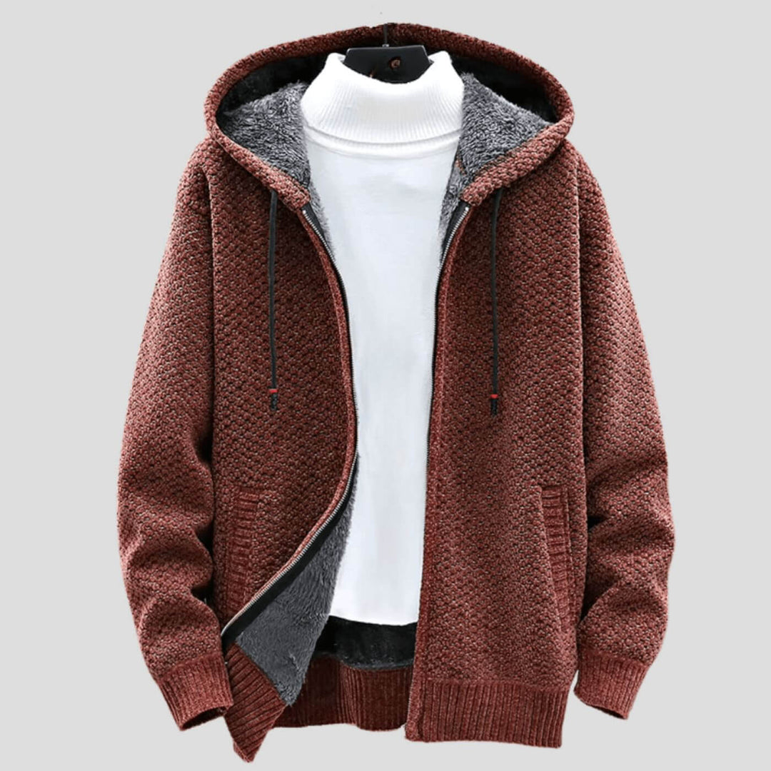 Jake - Winter Fleece Lined Knitted Hoodie Jacket