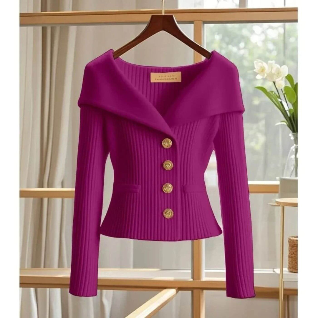 Josefine - Comfortable Ribbed Long Sleeve Cardigan