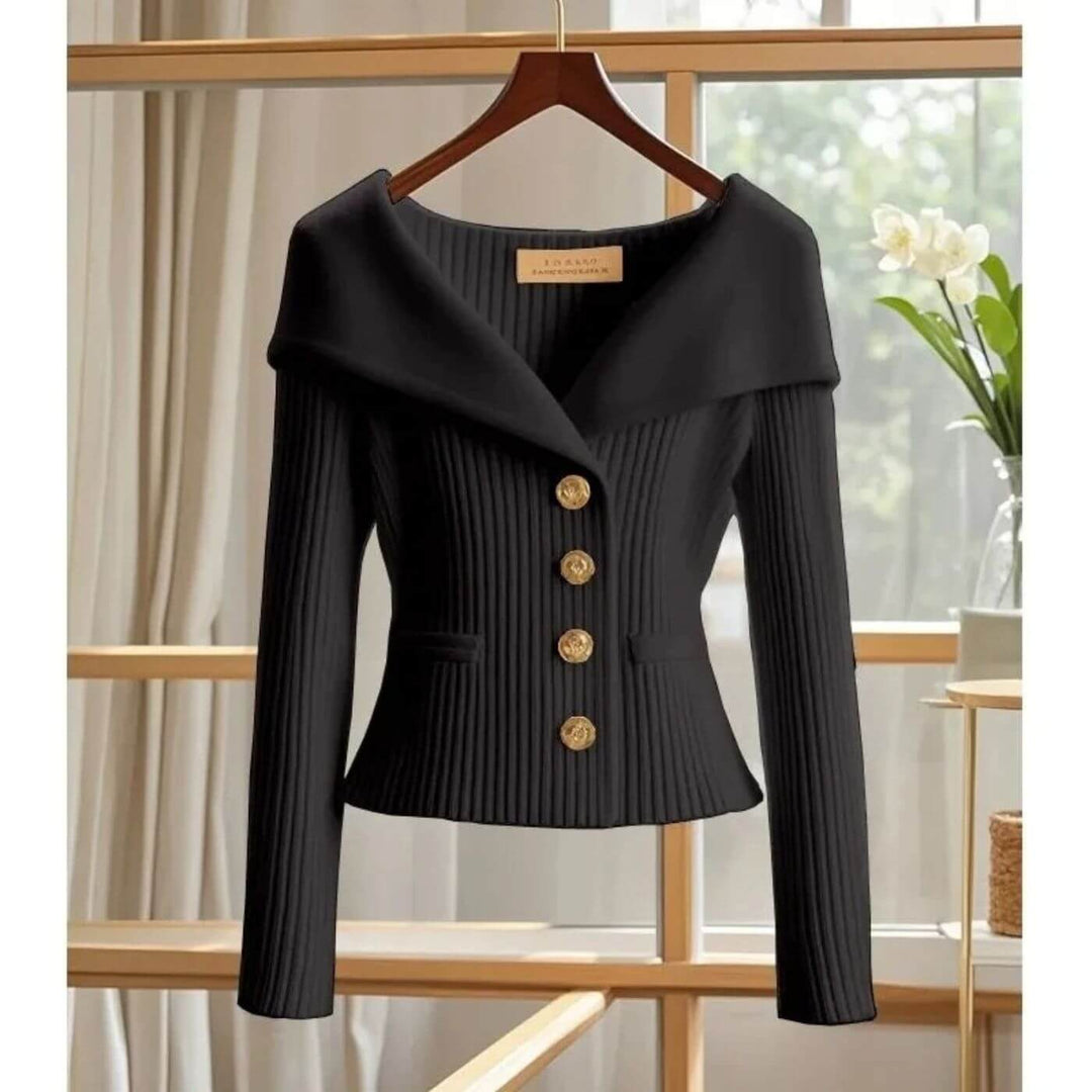 Josefine - Comfortable Ribbed Long Sleeve Cardigan