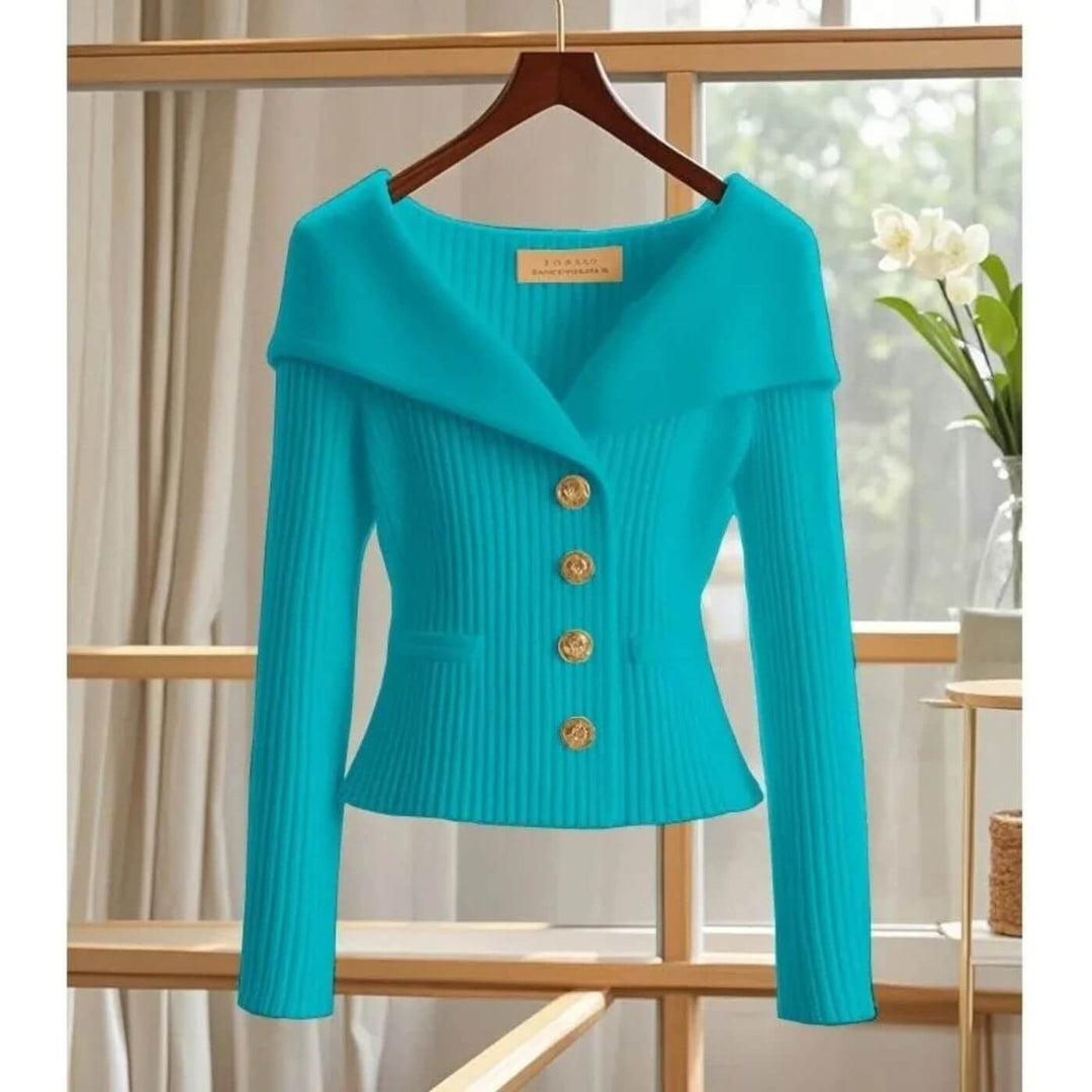 Josefine - Comfortable Ribbed Long Sleeve Cardigan
