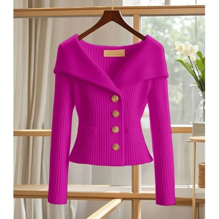 Josefine - Comfortable Ribbed Long Sleeve Cardigan