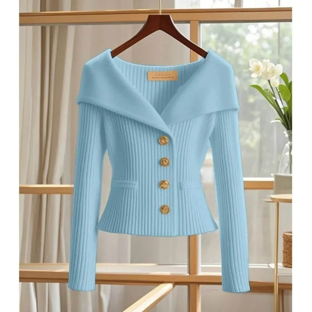 Josefine - Comfortable Ribbed Long Sleeve Cardigan