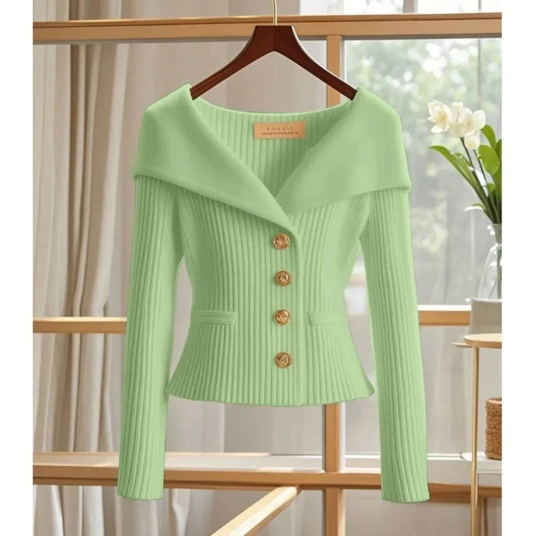 Josefine - Comfortable Ribbed Long Sleeve Cardigan