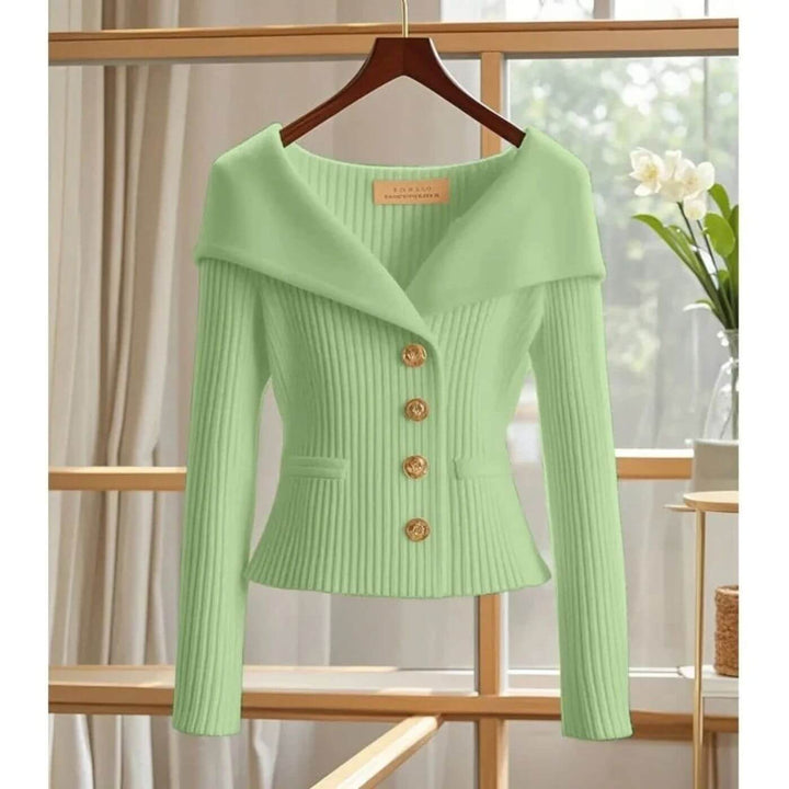 Josefine - Comfortable Ribbed Long Sleeve Cardigan
