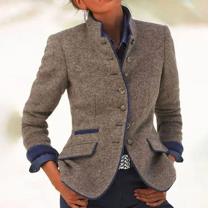 Kamila - Vintage Elegant Stand Collar Blazer