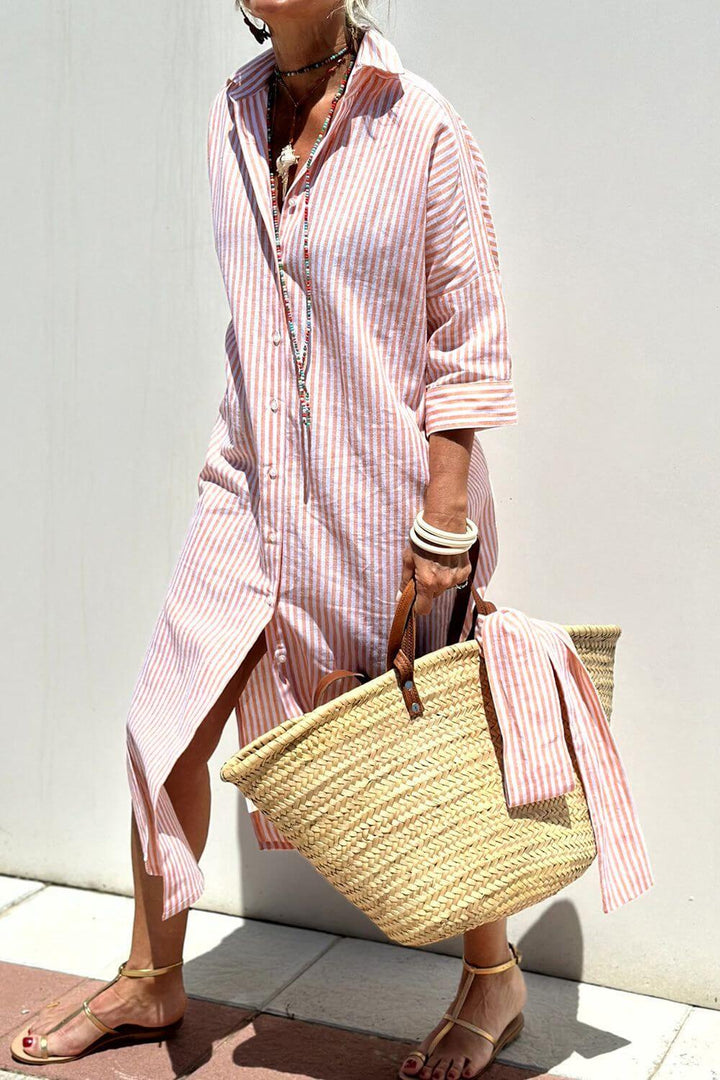 Lydia – Elegant Stripes Shirt Dress