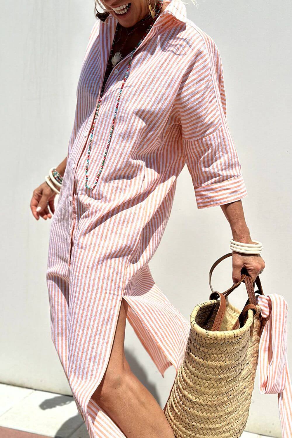Lydia – Elegant Stripes Shirt Dress