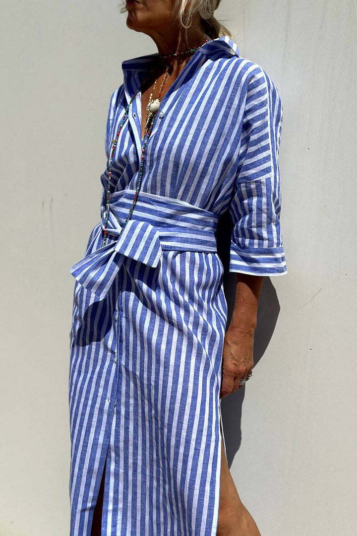 Lydia – Elegant Stripes Shirt Dress