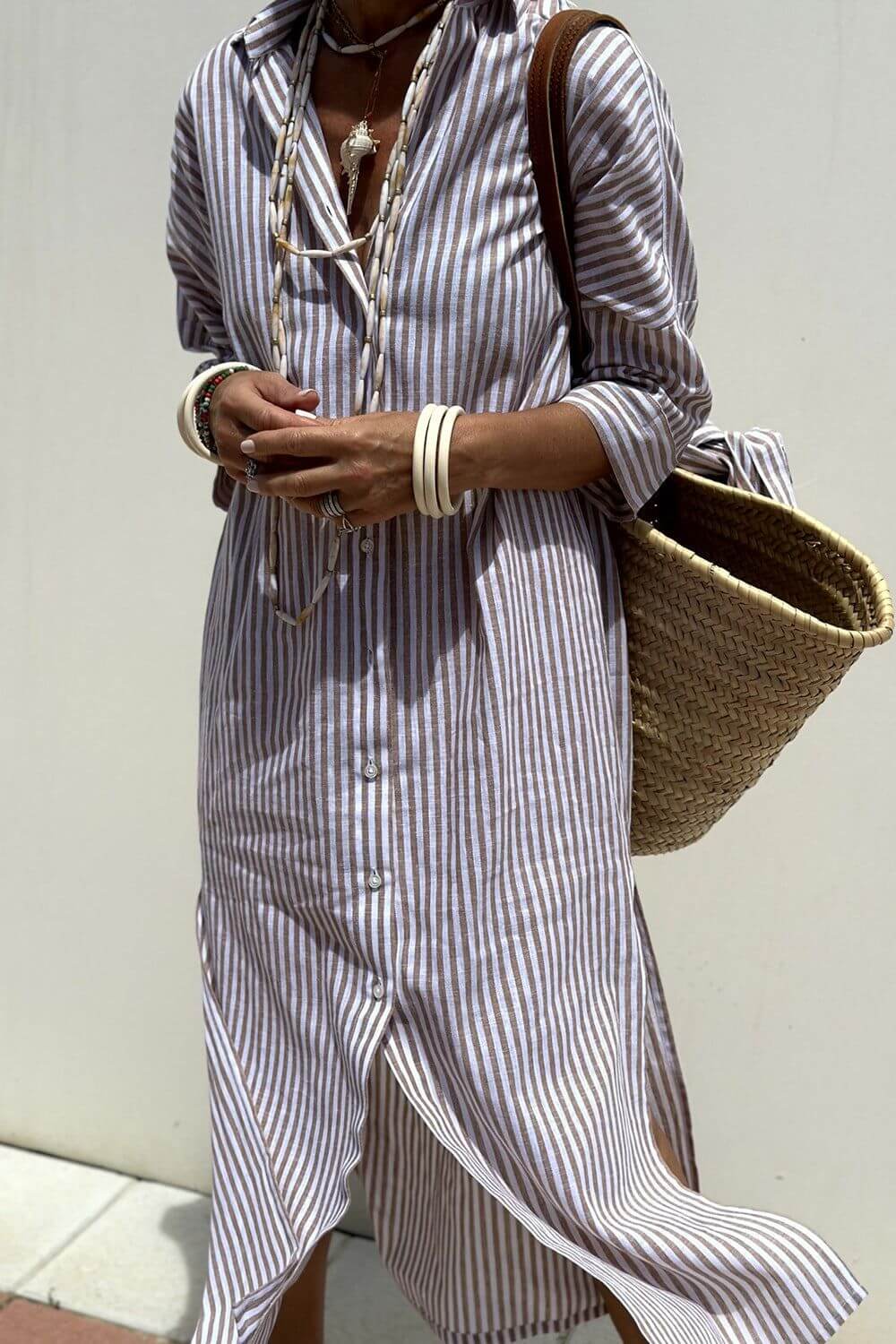 Lydia – Elegant Stripes Shirt Dress