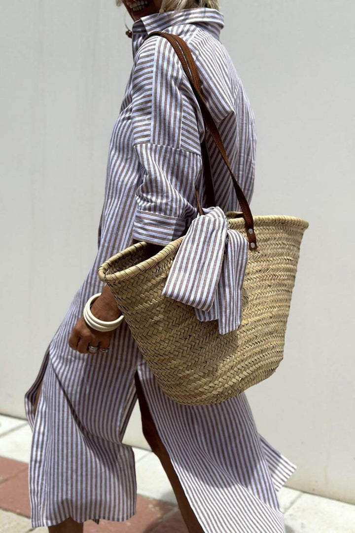 Lydia – Elegant Stripes Shirt Dress