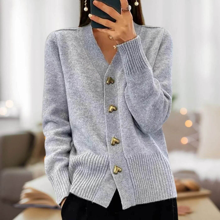 Meredith - Heart Button Comfortable Cardigan