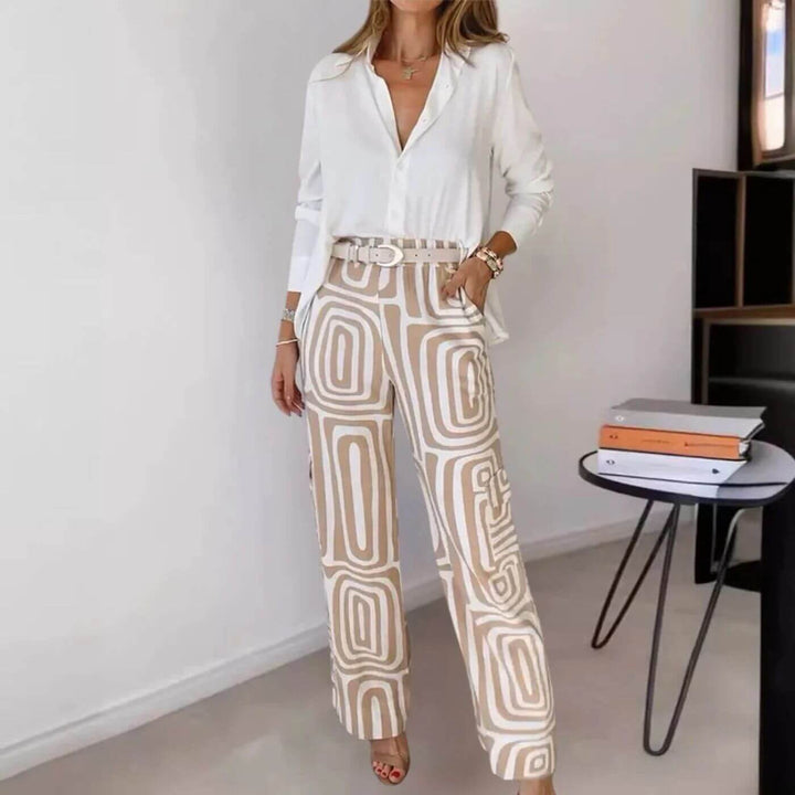 Micaela – Stylish Blouse and Trouser Set with Belt