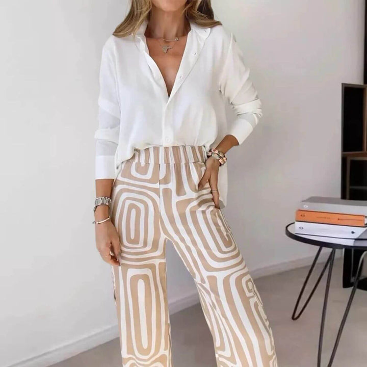 Micaela – Stylish Blouse and Trouser Set with Belt