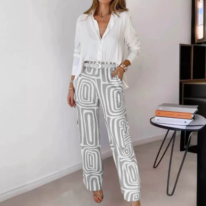 Micaela – Stylish Blouse and Trouser Set with Belt