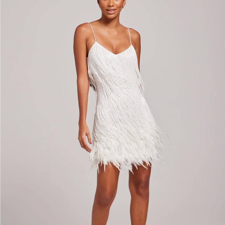Miranda – Stylish Feather Mini Dress