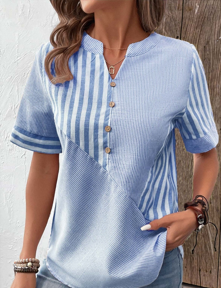 Patrice - Casual Striped Button-Down Blouse