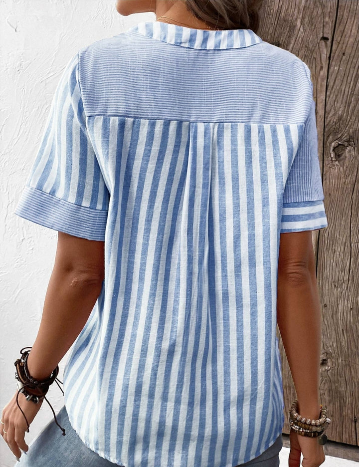 Patrice - Casual Striped Button-Down Blouse