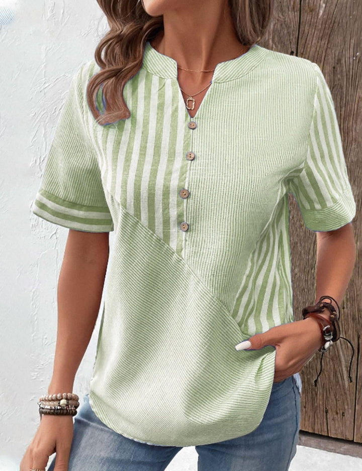 Patrice - Casual Striped Button-Down Blouse