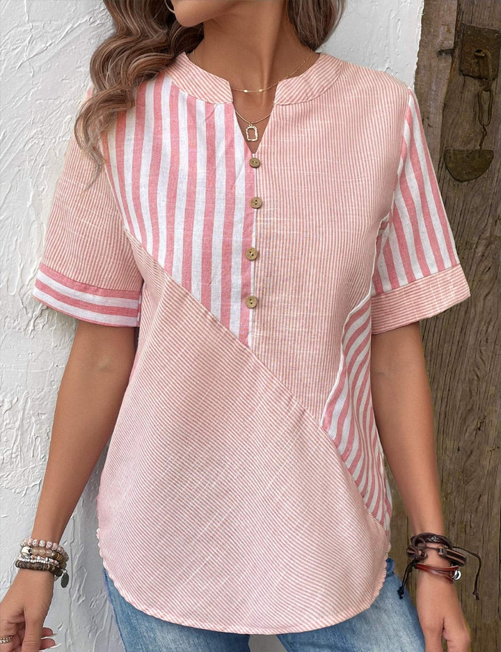 Patrice - Casual Striped Button-Down Blouse