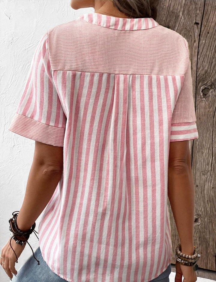 Patrice - Casual Striped Button-Down Blouse