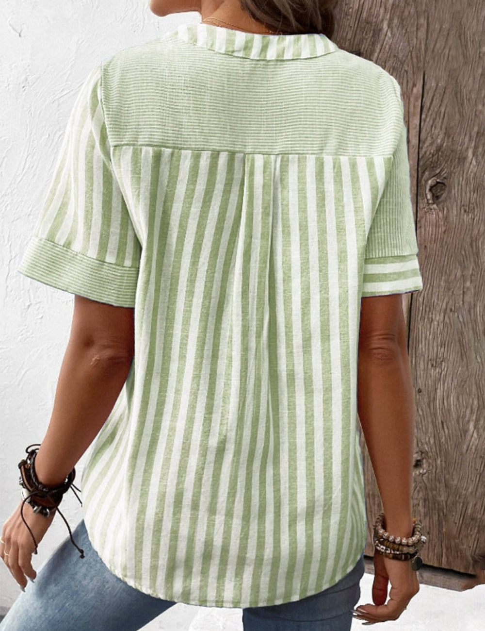Patrice - Casual Striped Button-Down Blouse