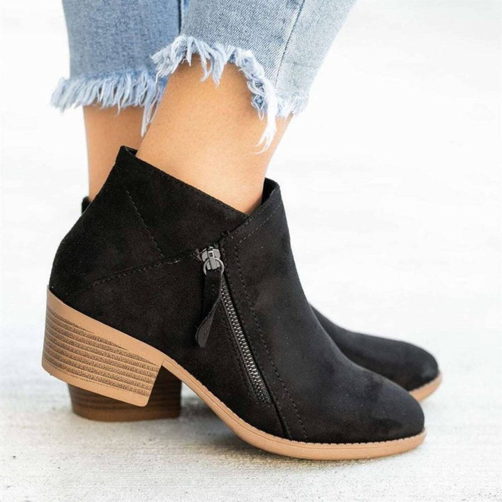 Penelope - Low Heel Zipper Ankle Boots