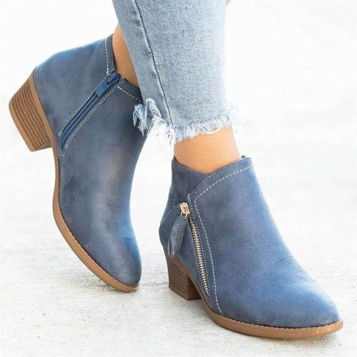 Penelope - Low Heel Zipper Ankle Boots