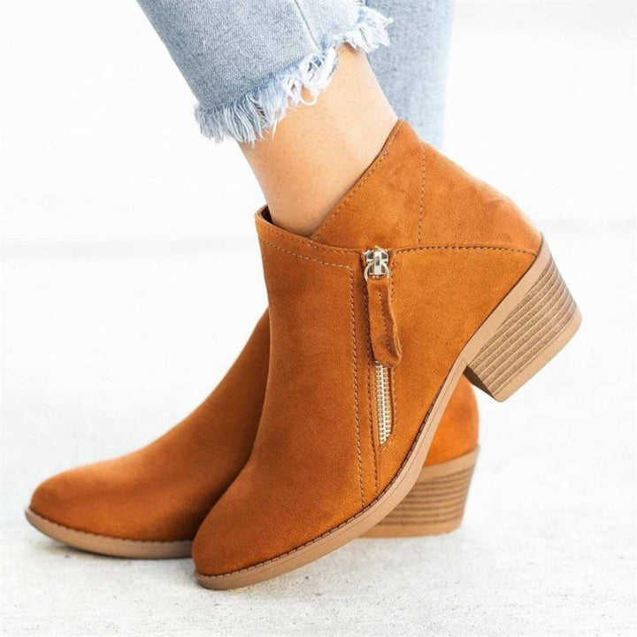 Penelope - Low Heel Zipper Ankle Boots